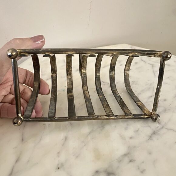 Vintage English Traditional Silver Plate Toast Rack  / Letter Holder 6 Slots - Picture 4 of 5
